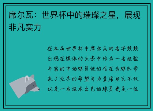 席尔瓦：世界杯中的璀璨之星，展现非凡实力