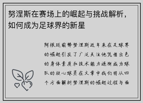 努涅斯在赛场上的崛起与挑战解析，如何成为足球界的新星